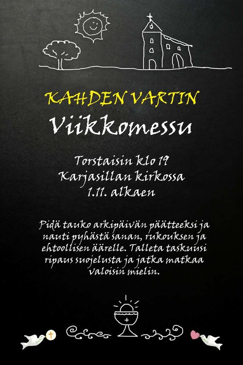 Kahden Vartin Viikkomessu Karjasillan kirkossa torstaisin klo 19