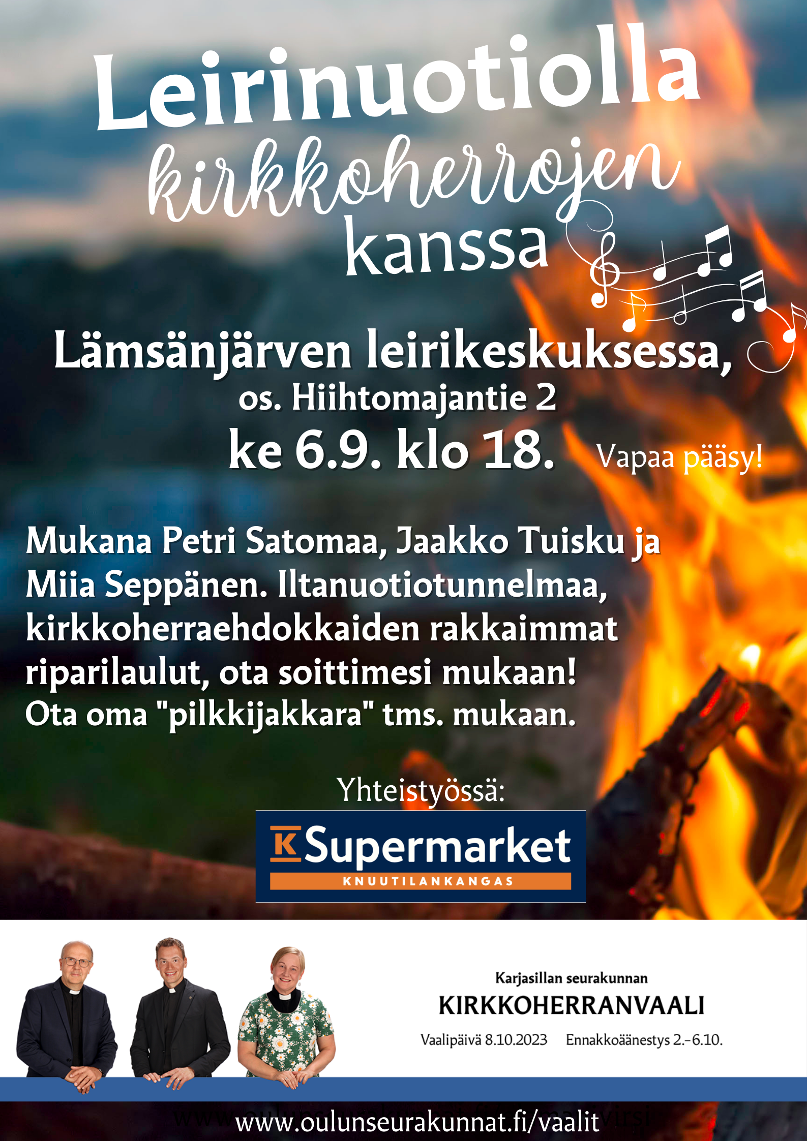 Tapahtuman juliste, jossa paikka, päivämäärä ja kellonaika.