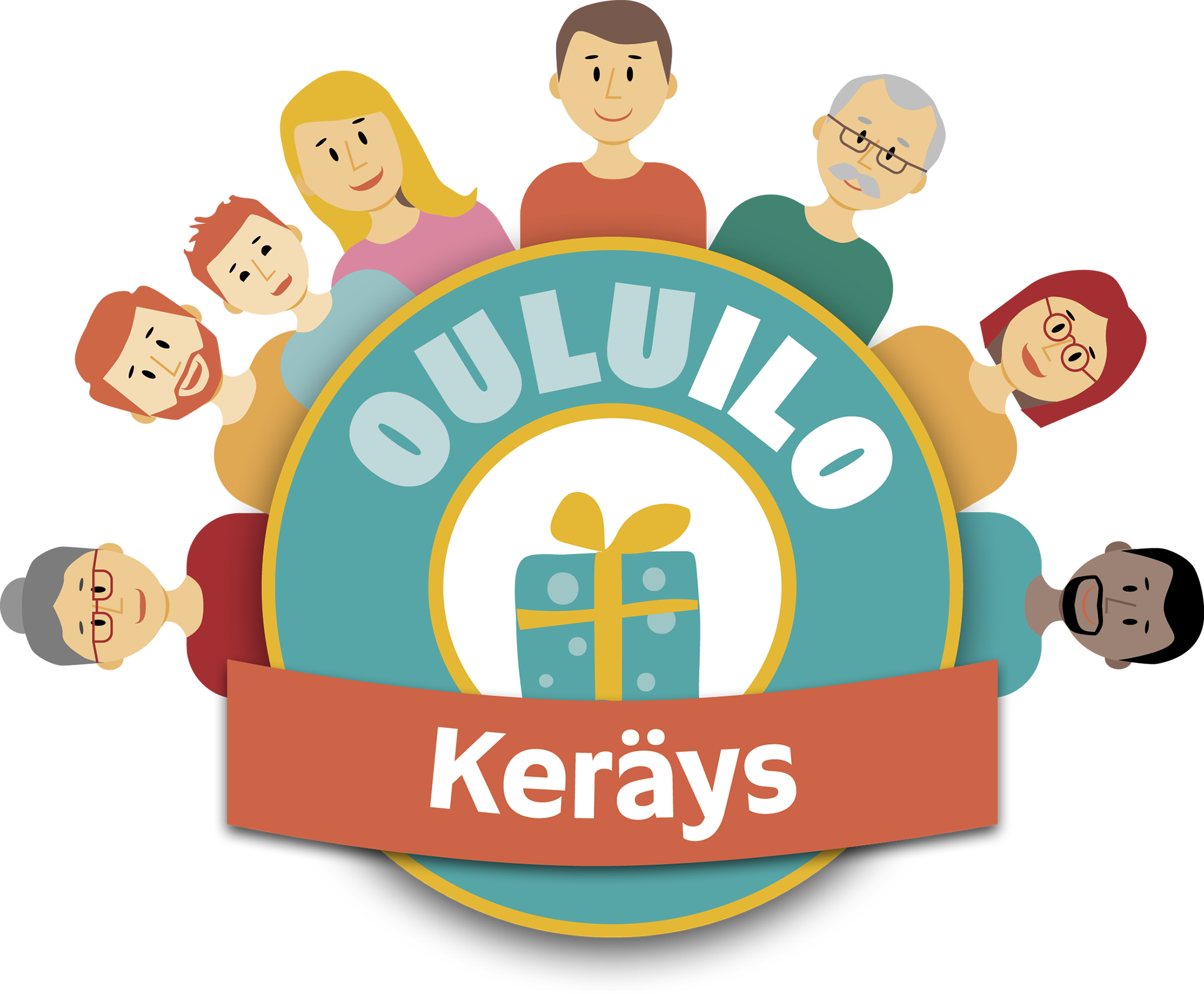 Ouluilo -logo jossa lahjan kuva ja sen ympärillä ihmisiä.