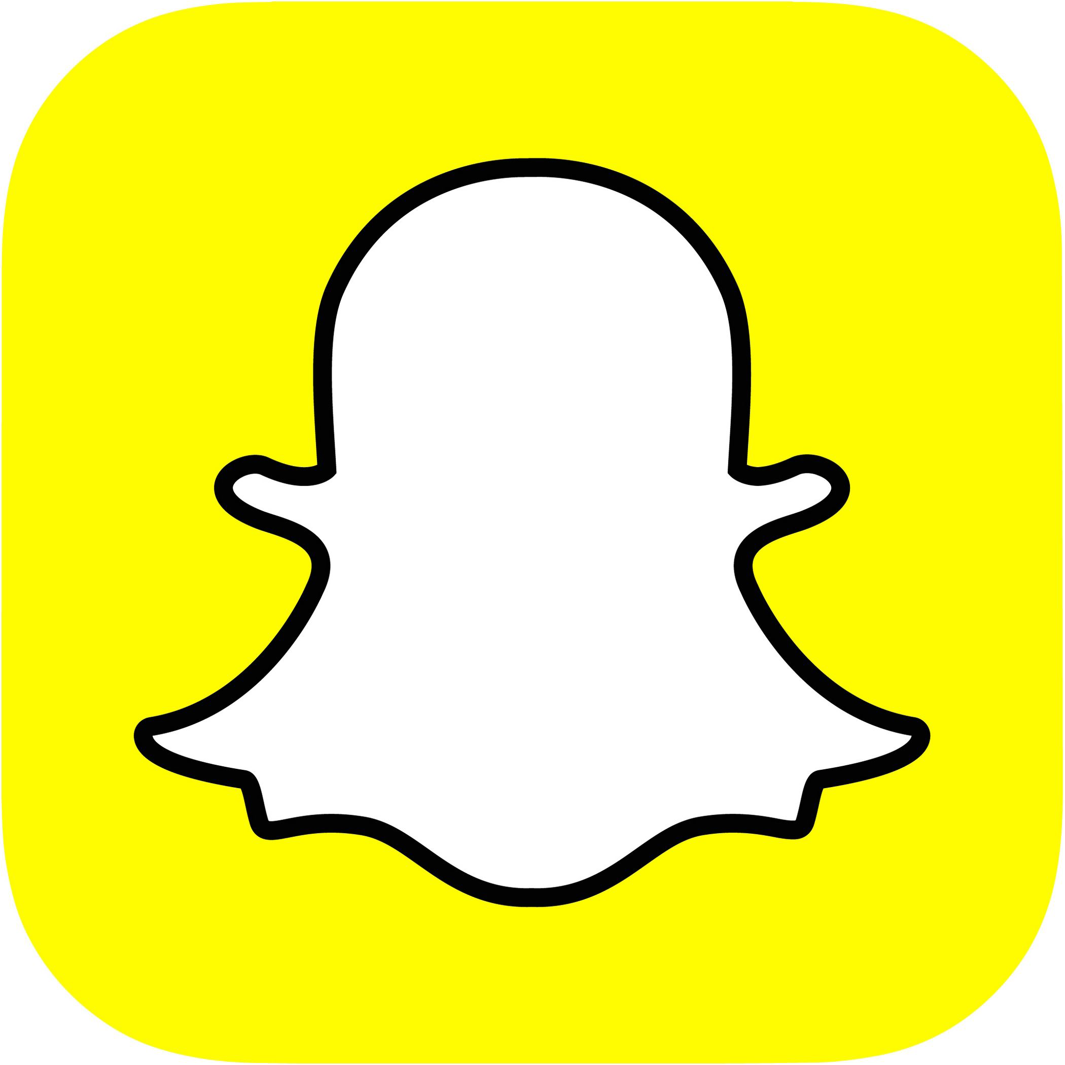 Sapchat-logo, keltainen tausta, valkoinen piirretty haamu keskellä.