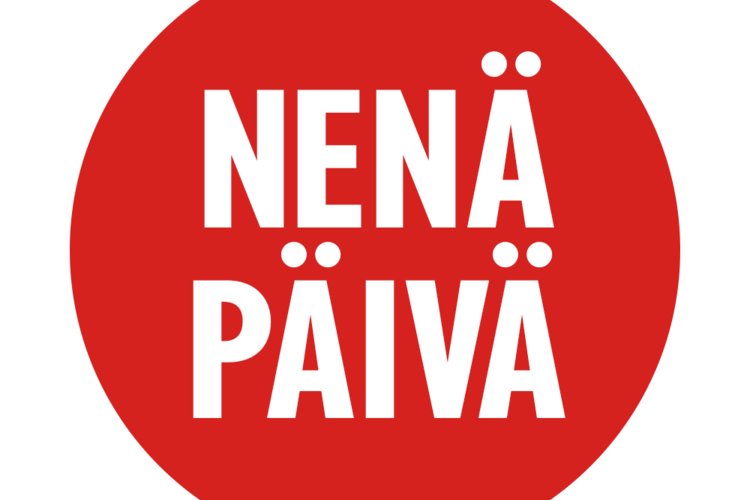 Nenäpäivän virallinen logo, kuvassa ympyrä, jonka sisällä lukee nenäpäivä