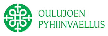 Kuvassa on Oulujoen pyhiinvaelluksen ristinmallinen logo