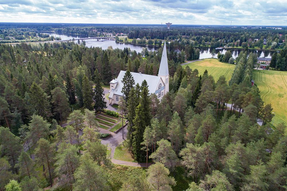 Oulujoen kirkko, ilmakuva.
